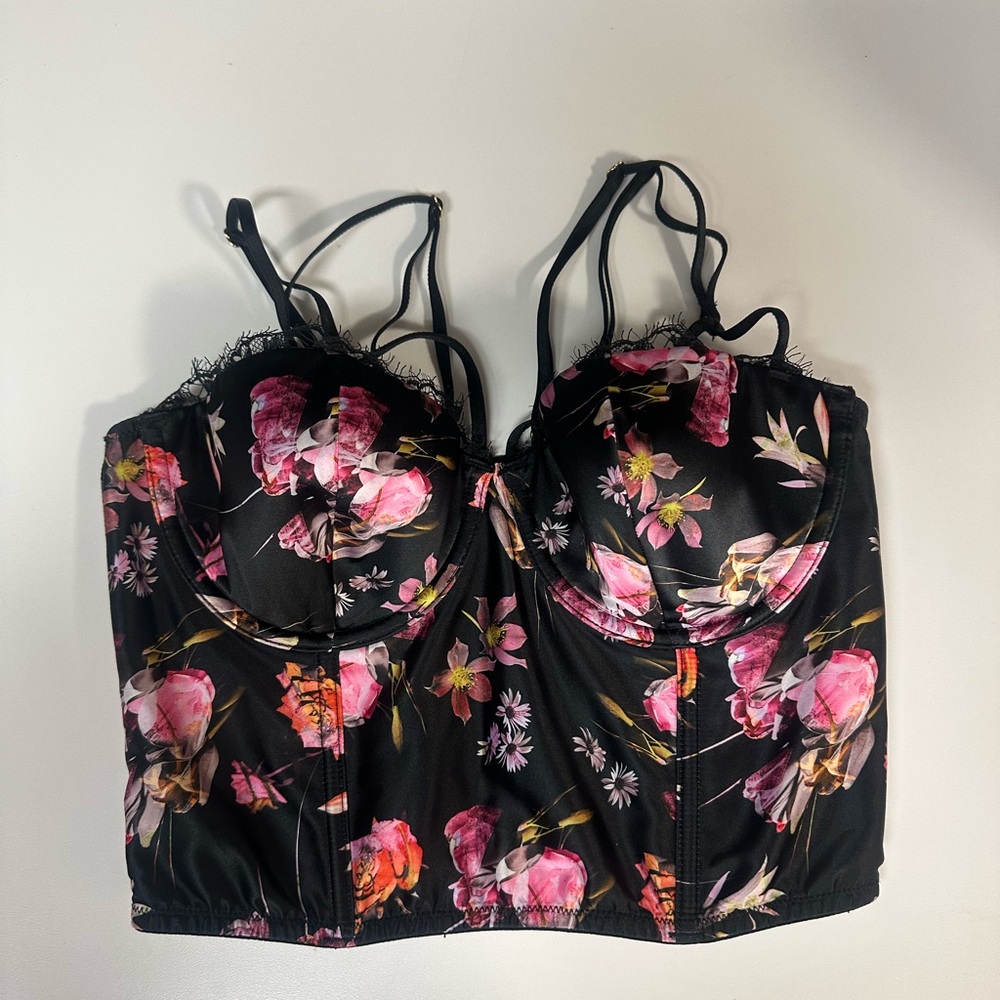 Victoria's Secret Black Floral Bustier